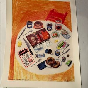 illustration titled The Night We All Cooked Together by artist Maggie Cowles,